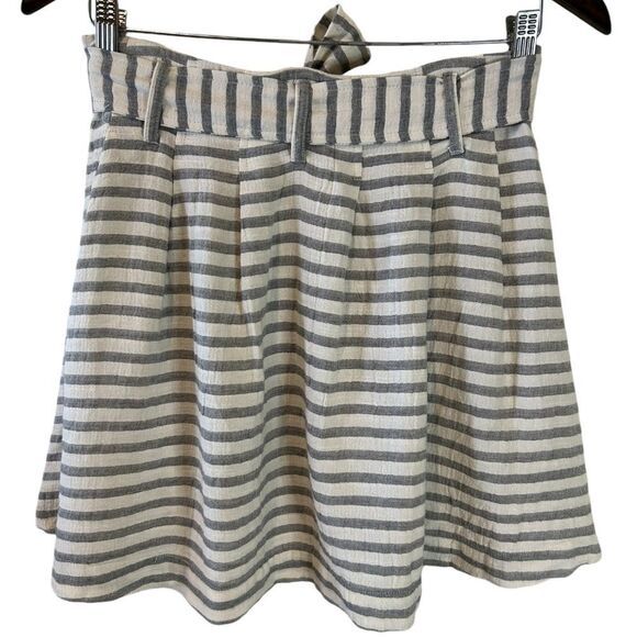 Francesca's Blue Rain Striped‎ Button-Front Skirt with Tie Waist Small - Picture 5 of 9